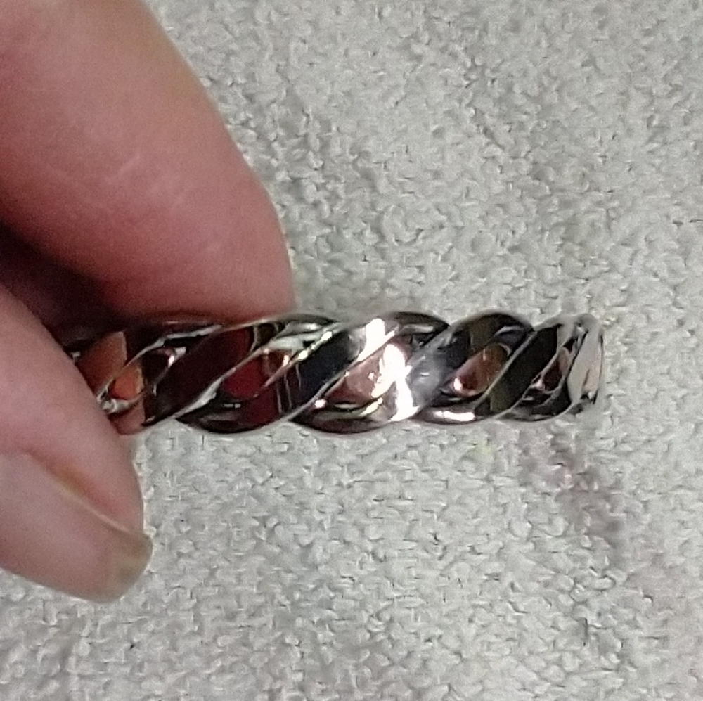 Twisted Copper Silver Cuff Bracelet Adjustable - image 7